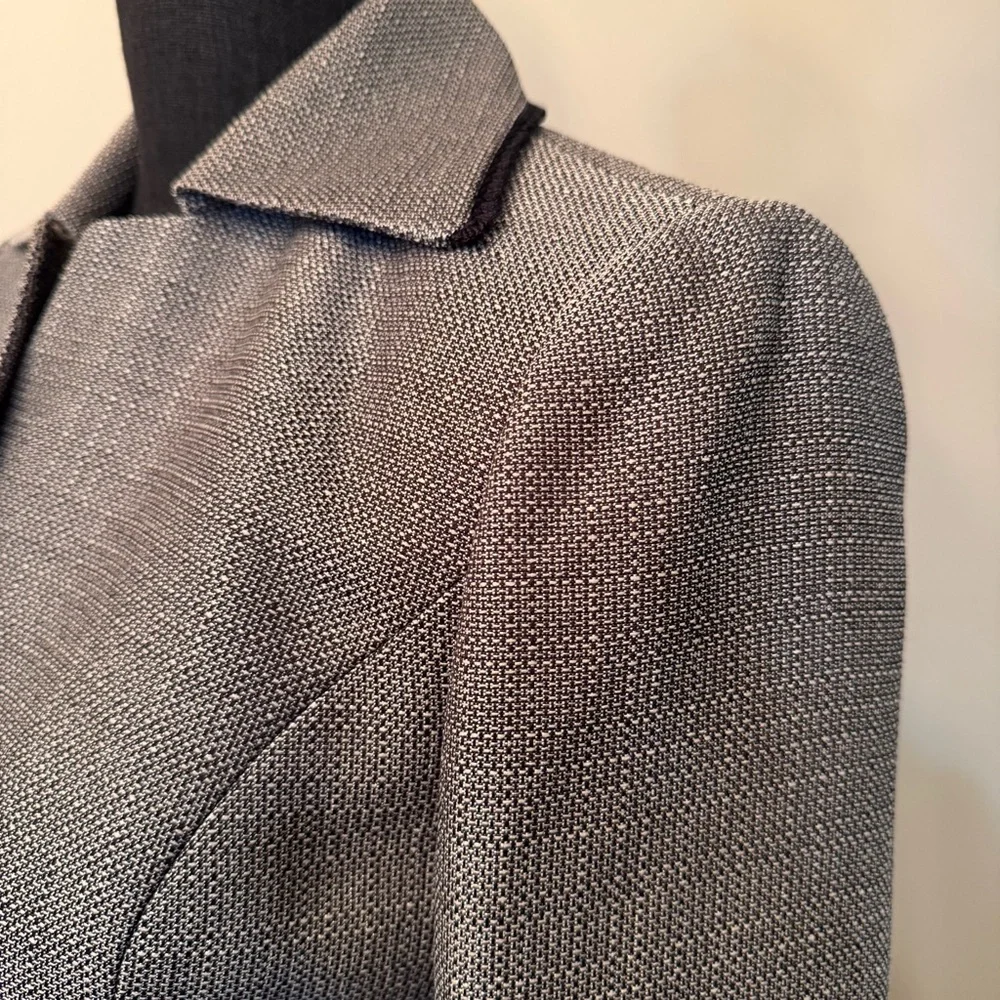 Evan Picone Women's 2P Gray Black Textured‎ Blazer Trendy Career Business Button